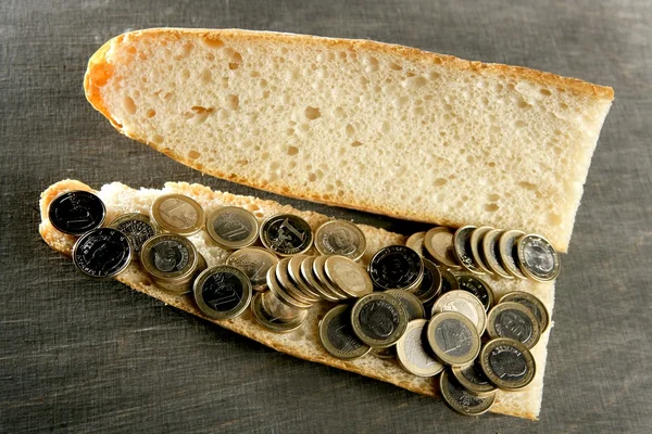 Euro chleba kanapki, koncepcja — Zdjęcie stockowe