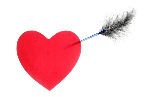 情人节心形糖果与箭头和羽毛 — 图库照片