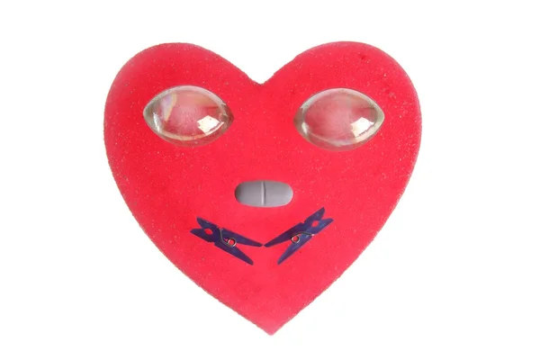 Funny heart face, candy end everyday items — Stock Photo, Image