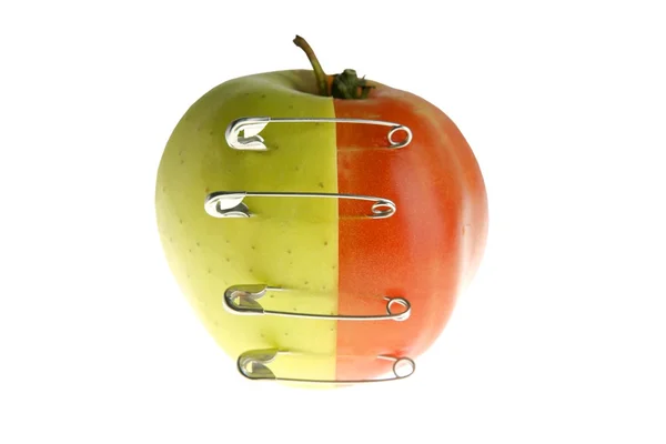 Manipulacji genetycznych owoców z jabłek i pomidorów — Zdjęcie stockowe