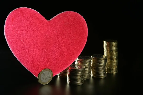 Láska a peníze metafora — Stock fotografie