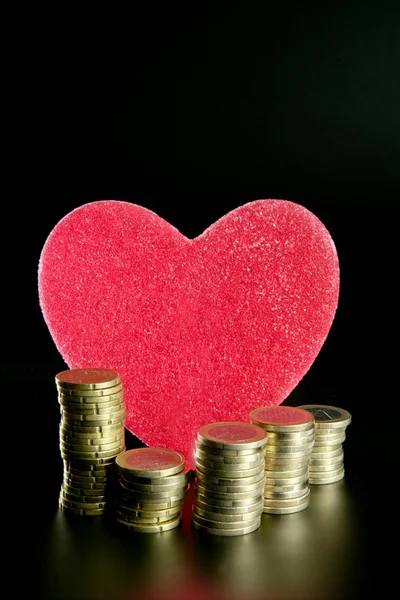 Láska a peníze metafora — Stock fotografie