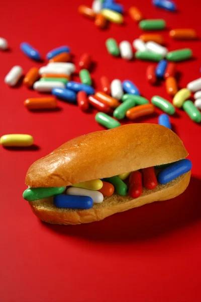 Sandwich made of colorful candy sweet — Stock Photo, Image