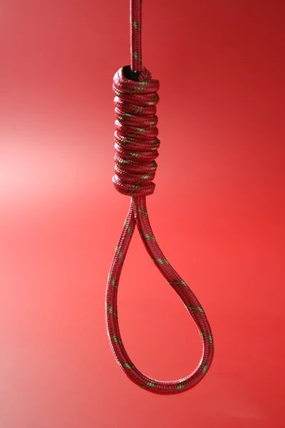 Hangman knot in red thread — Stock Photo, Image