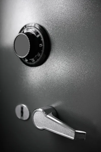 Caja de acero gris seguro detalle tal moneda de seguridad —  Fotos de Stock