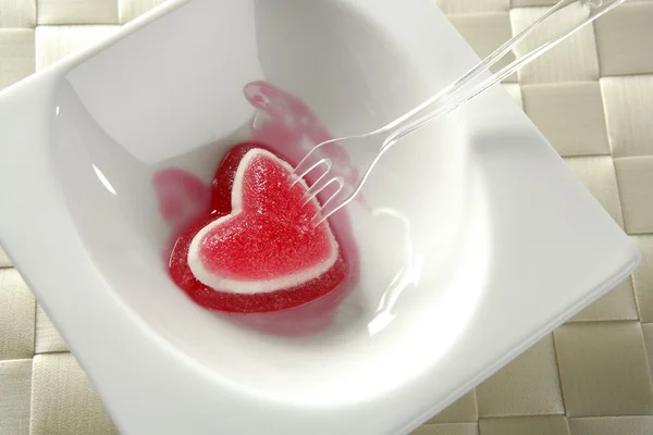 Eat a jelly strawberry bloody heart — Stock Photo, Image