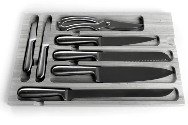 Coleção de facas de aço inoxidável — Fotografia de Stock
