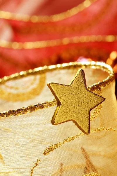 Christmas golden decoration with gold star — Stock Photo, Image