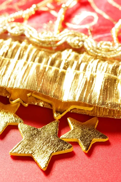 Christmas golden decoration with gold star — Stock Photo, Image