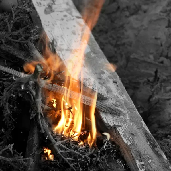 Textura dos bordos, madeira em chamas — Fotografia de Stock