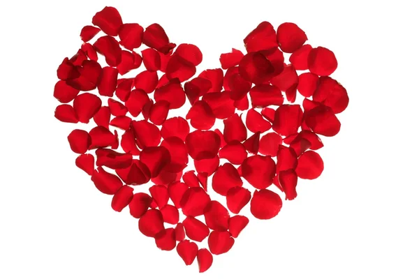 Corazón de pétalos rojos, metáfora flores de San Valentín —  Fotos de Stock