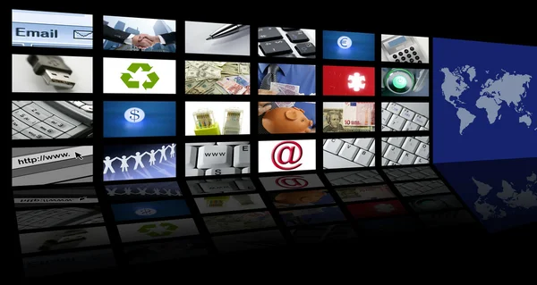 Video tv obrazovka technologie a komunikace — Stock fotografie