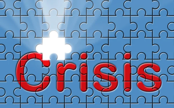 Crisis text written on a puzzle background — Stock Photo, Image