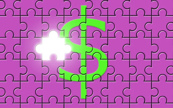 Dollar sign on a puzzle with missing piece — Stock Photo, Image