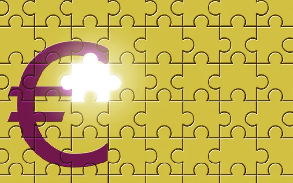 Eurozeichen auf einem Puzzle mit fehlendem Teil — Stockfoto