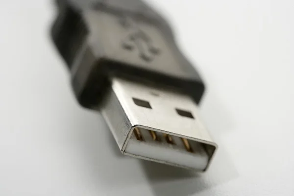 USB kapcsolat makró Vértes felett fehér — Stock Fotó