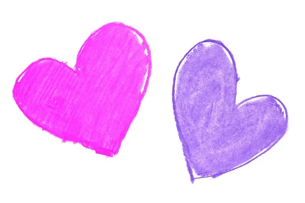 การวาดรูปหัวใจด้วยมือที่มีสีสัน — ภาพถ่ายสต็อก