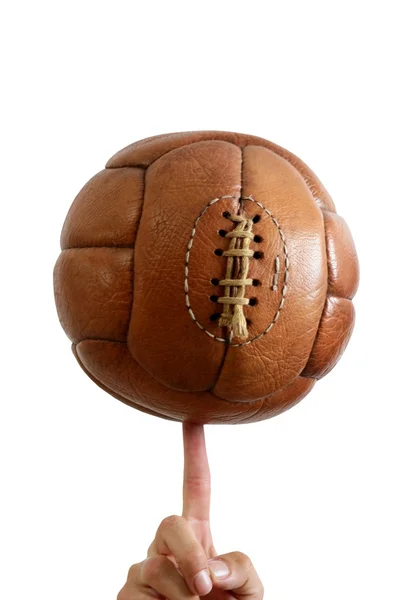 Pelota de fútbol vintage retro cuero marrón —  Fotos de Stock