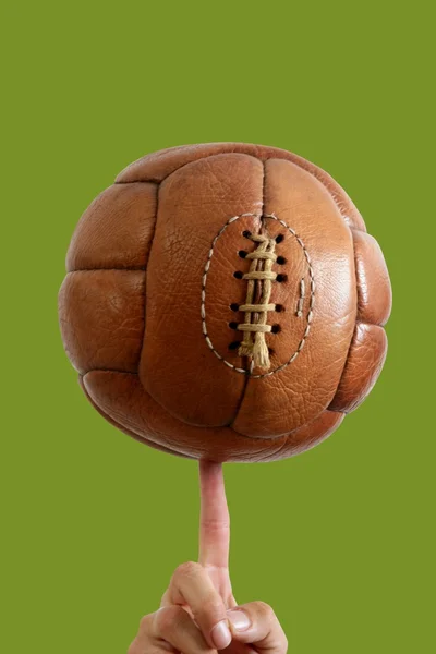 Futball labda vintage retro barna bőr — Stock Fotó