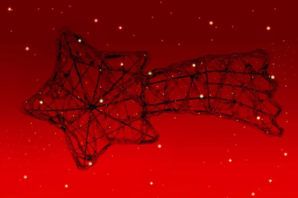 Christmas star over red stars sky — Stock Photo, Image