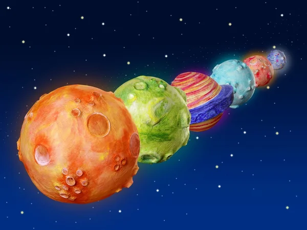 Rymden planeter fantasy handgjorda universum — Stockfoto