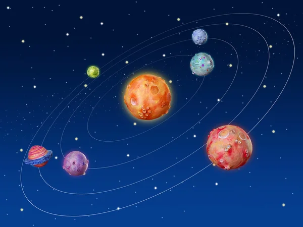 Planetas espaciais fantasia universo artesanal — Fotografia de Stock