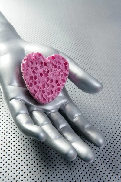 Futuristic love silver valentine heart — Stock Photo, Image