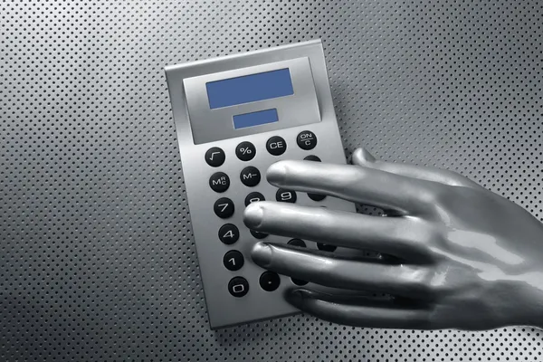 Бізнес футуристичний срібний ручний калькулятор — стокове фото