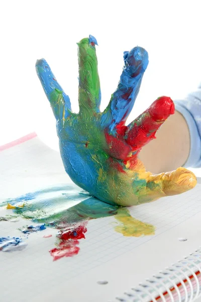 Crianças coloridas pintadas à mão sobre branco — Fotografia de Stock