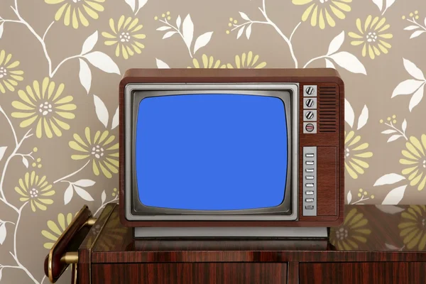 Retro houten tv op houten vitage 60s meubilair — Stockfoto