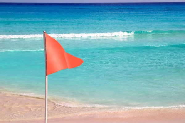 Dangerous red flag in beach sea signal — Stock Photo, Image