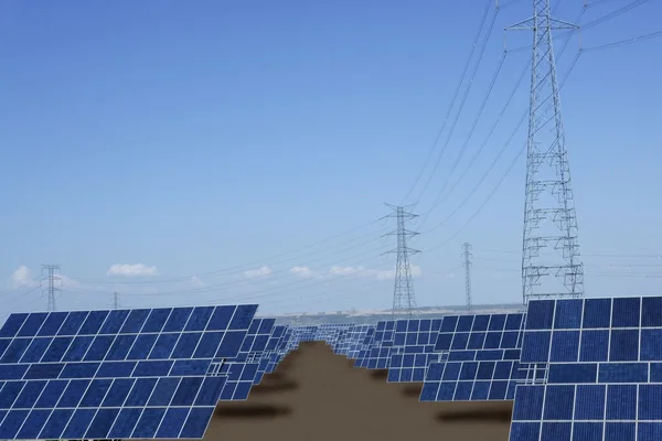 Чиста електрична енергія генератори сонячних панелей — стокове фото