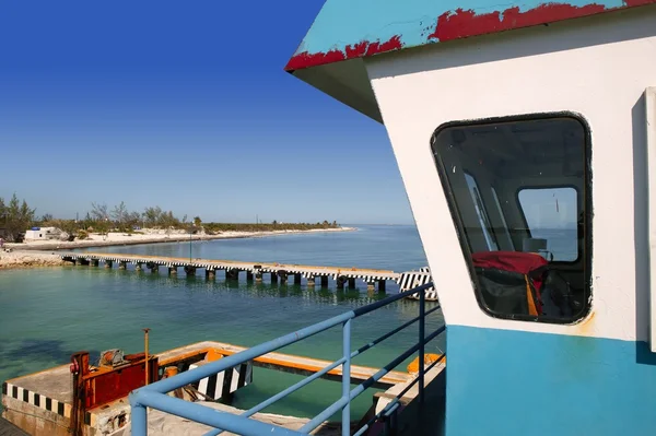 Boat ferry control cabin in caribbean sea — Stock Photo, Image