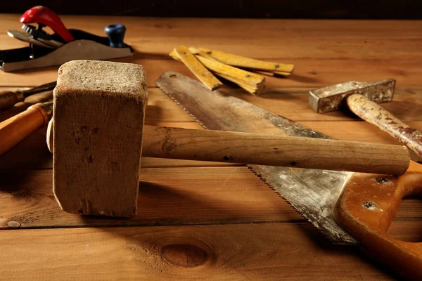 Craftman carpenter hand tools artist — Stock Photo, Image