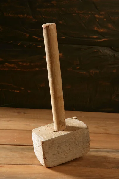 Hammer old wooden made over wood — Stock Photo, Image