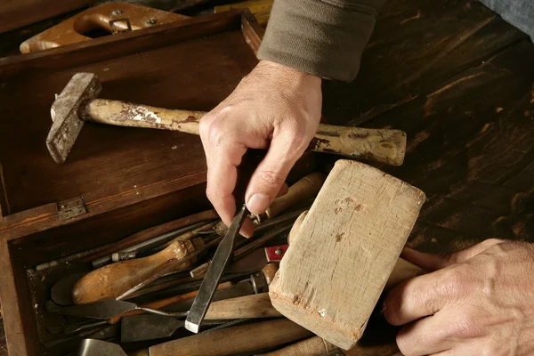 Craftman ξυλουργός χέρι εργαλεία καλλιτέχνης — Φωτογραφία Αρχείου