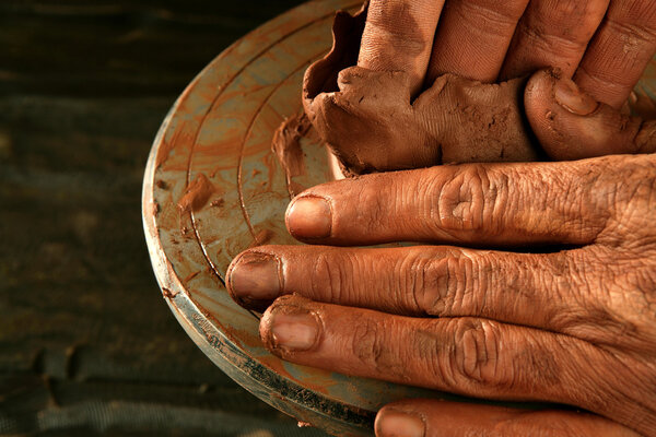 Pottery craftmanship clay pottery hands work