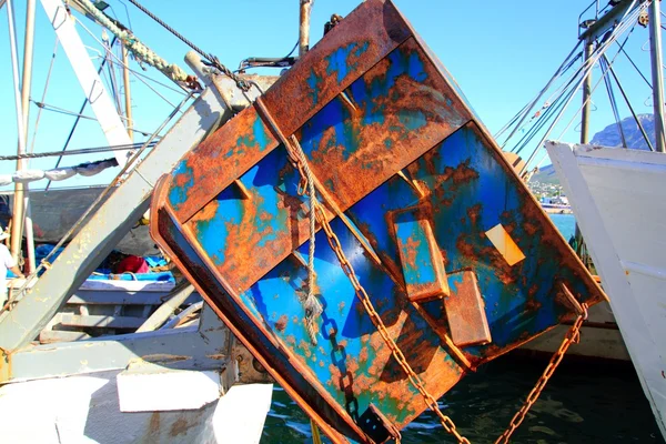 Trawler boat tackle plates downrigger — Stock Photo, Image