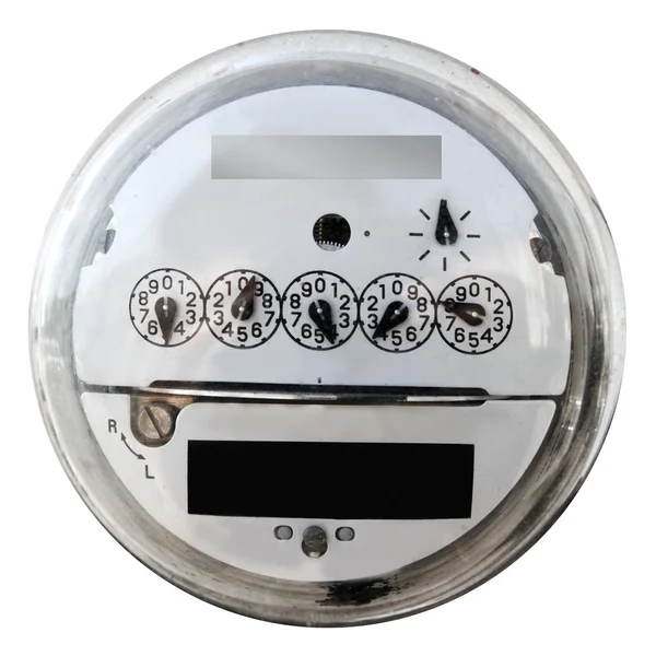 Аналоговий електричний лічильник дисплея круглої скляної кришки — стокове фото