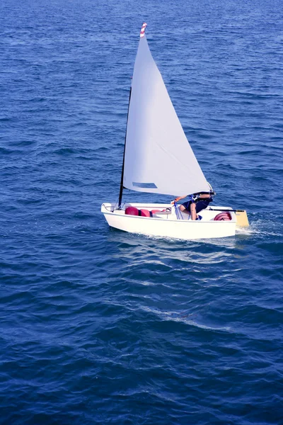 Optimist, recreation little sailboat regatta, Spain — Stock Photo, Image