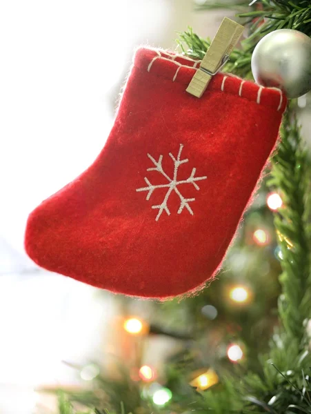 Boże Narodzenie ozdoba makro szczegóły, czerwony i biały — Zdjęcie stockowe