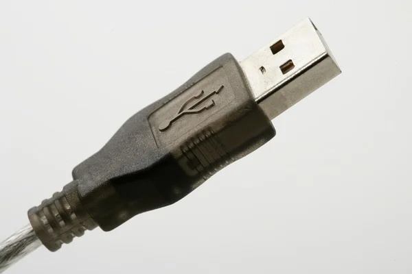 USB kapcsolat makró Vértes felett fehér — Stock Fotó