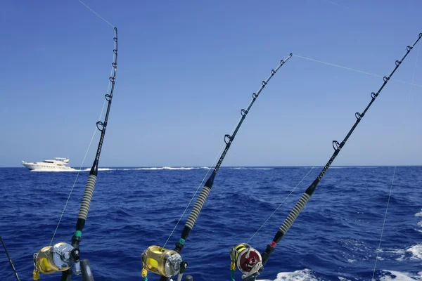 Mar azul y cielo en un gran día de pesca de atún — Foto de Stock