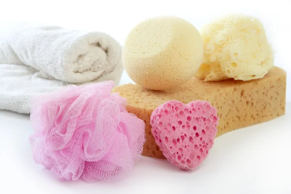 Articoli da toeletta roba spugna gel shampoo asciugamani — Foto Stock