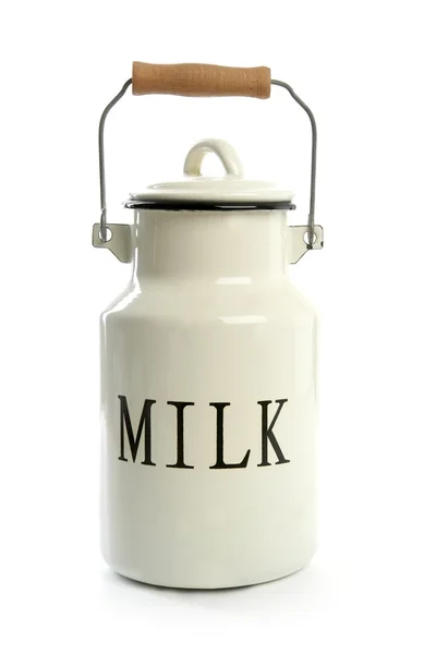 Milk urn white pot traditional farmer style — Stock Photo, Image