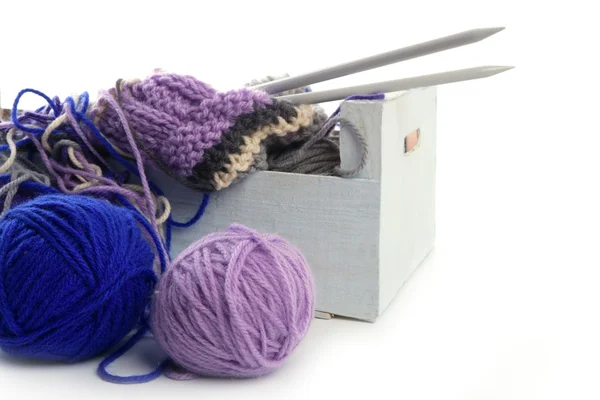 针织羊毛线球工具 — 图库照片