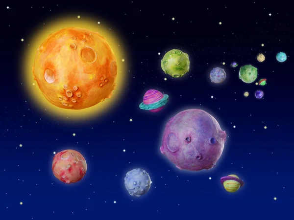 Ruimte planeten fantasie handgemaakte universum — Stockfoto