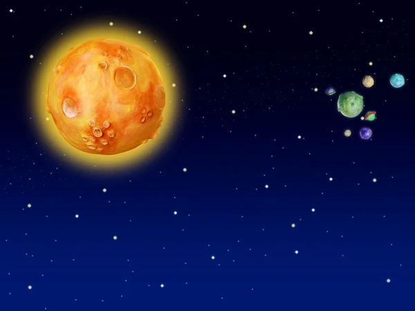 Rymden planeter fantasy handgjorda universum — Stockfoto