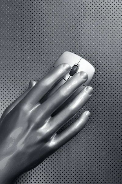 Computer drahtlose Maus silberne Hand Zukunft — Stockfoto