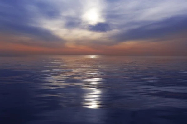 Alba tramonto paesaggio marino riflesso nuvoloso — Foto Stock